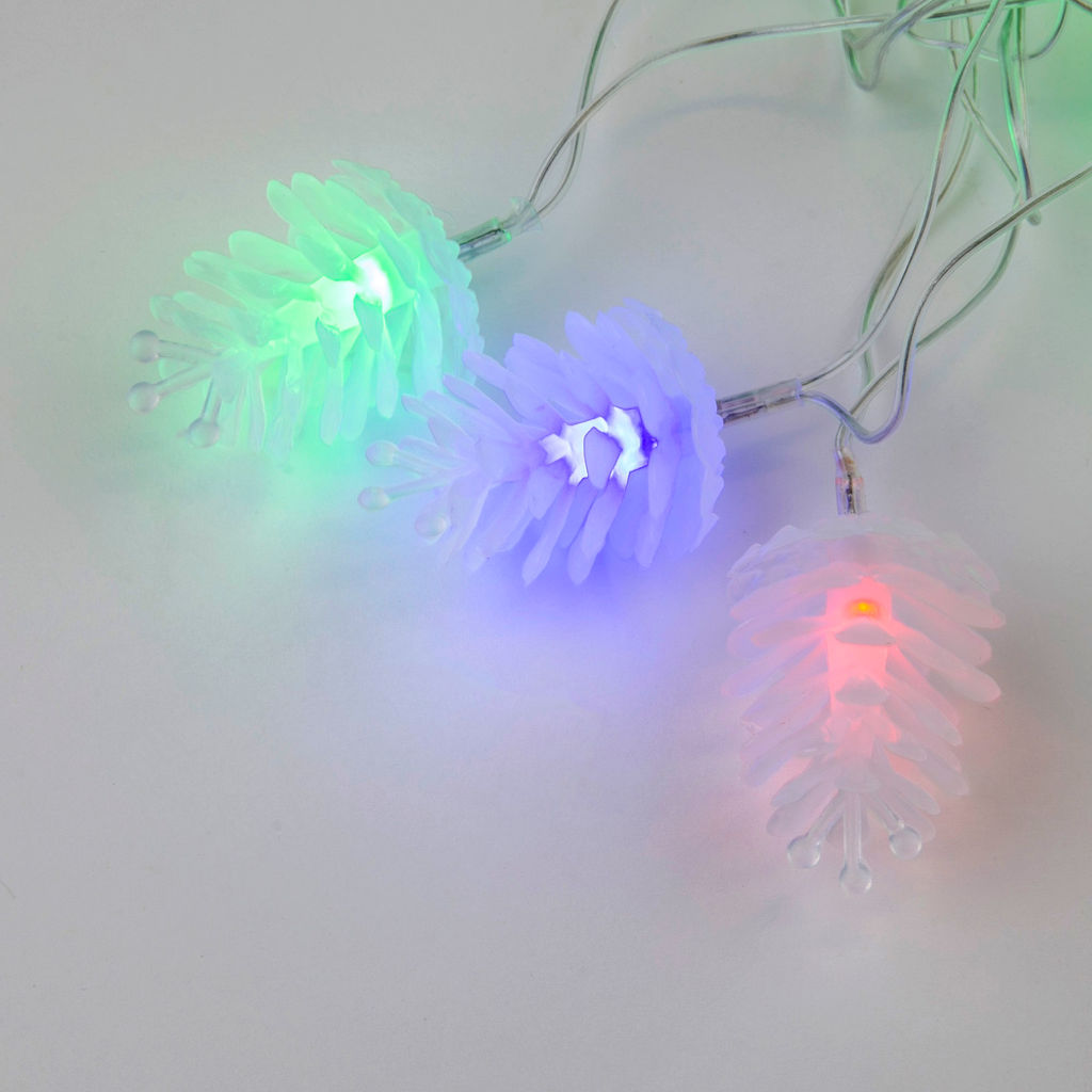 ULD-S0500-050/DTA MULTI IP20 PINE CONES Гирлянда светодиодная Шишки, 5м. 50 светодиодов. Разноцветный свет. Провод прозрачный. ТМ Uniel
