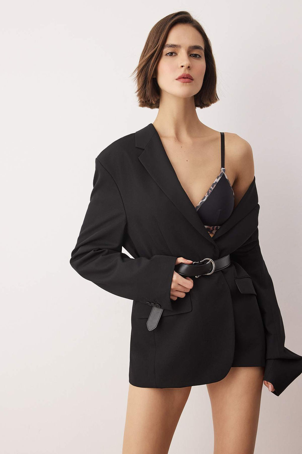 Siyah Micro Animal Sabit Kap Ic Camas?r? Tak?m? THMAW26CC00009