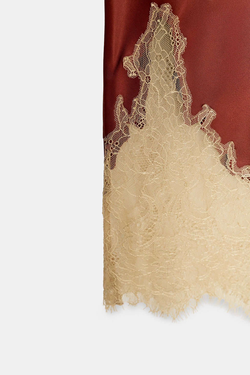 ZW COLLECTION CONTRAST LACE SATIN SKIRT - Zara фото 8