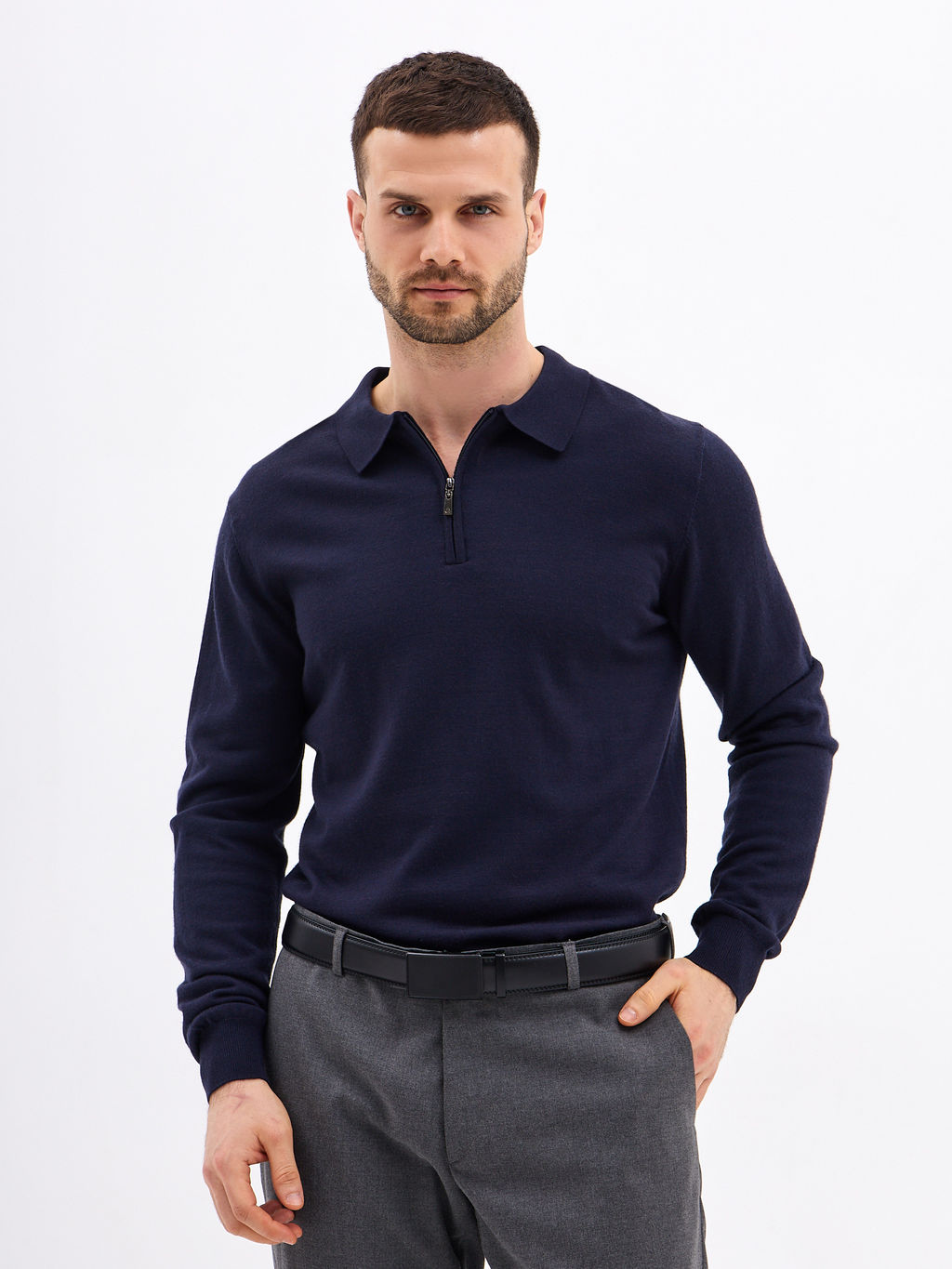 Джемпер мужской с воротником поло GREG G129-AN231909А (т. синий) фото 5