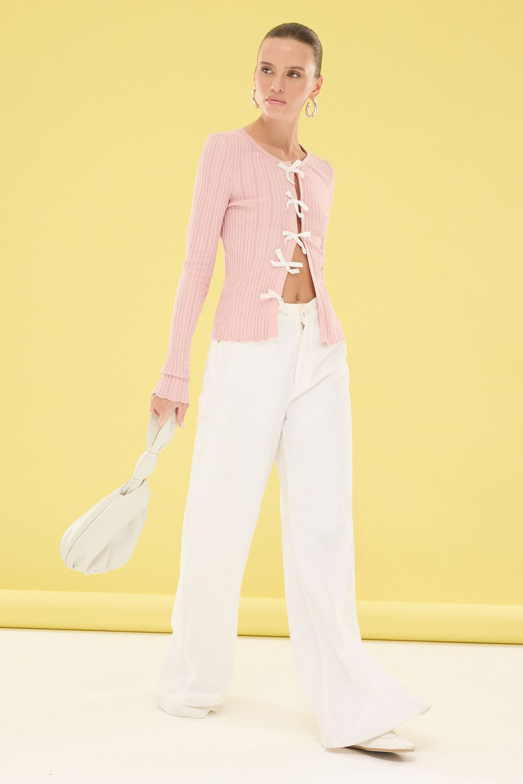 TRENDYOLMILLA Pudra Premium Iplik/Ozel Iplik Kurdeleli Triko H?rka TWOSS25HI00012  фото 3