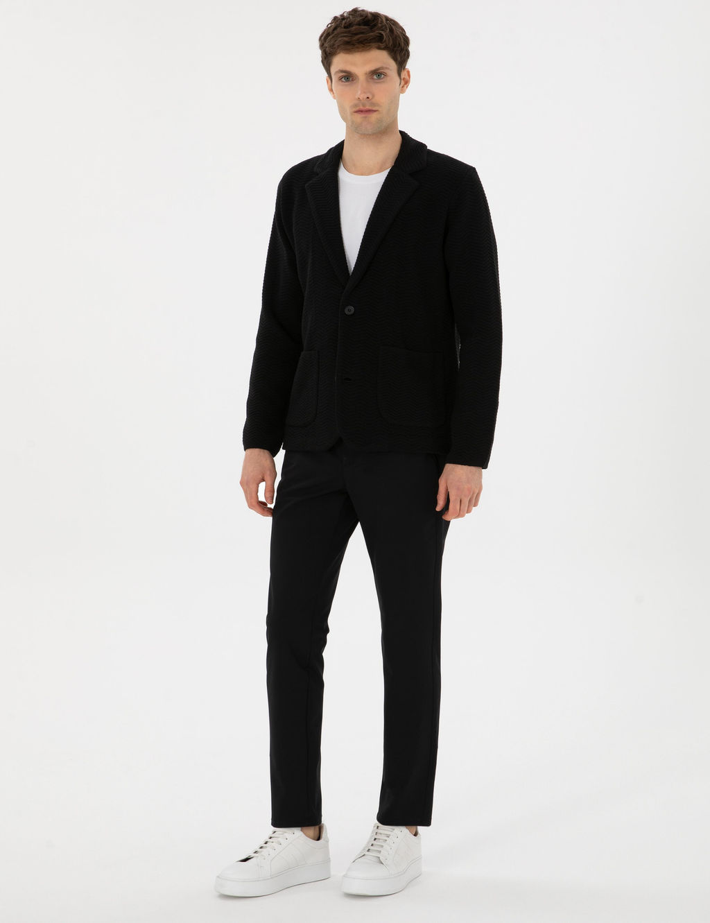 Siyah Slim Fit Pamuk Kar___ml_ Triko H_rka - Cacharel фото 4