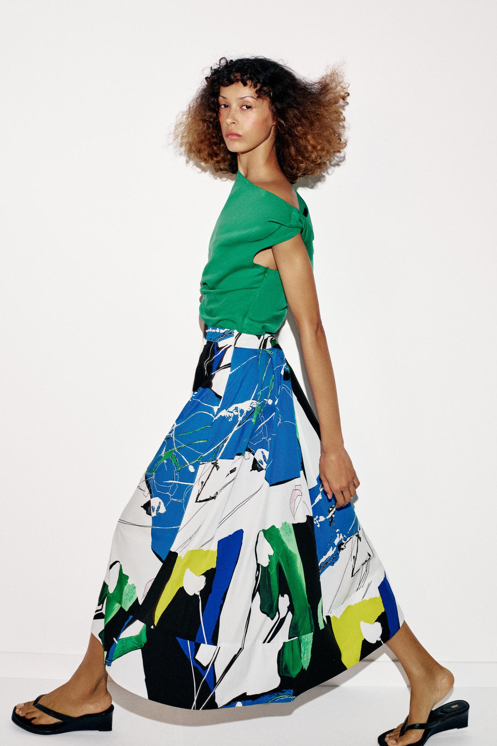 FALDA MIDI ESTAMPADA PLIEGUES / Multicolor - Zara фото 4