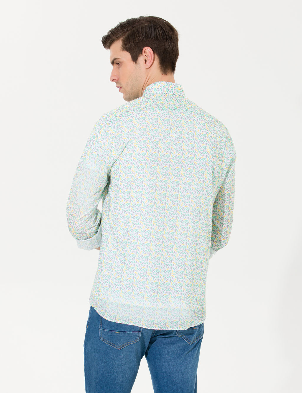 A__k Ye_il Slim Fit Uzun Kollu G_mlek