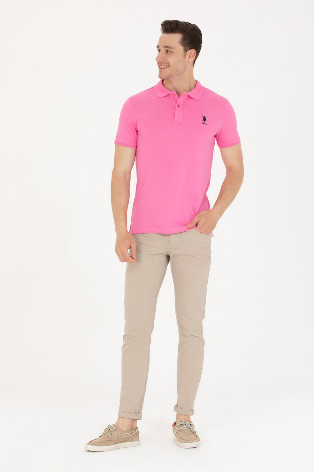 Мужская розовая базовая футболка - U.s. polo assn фото 4