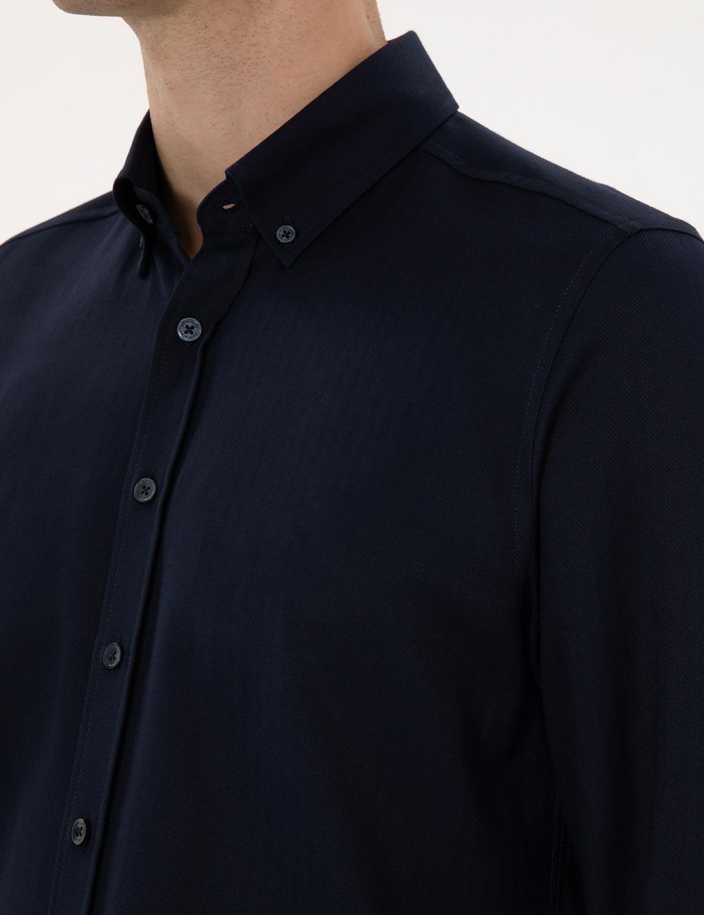 Lacivert Mikro Desenli Slim Fit Uzun Kollu G_mlek - Pierre cardin фото 7