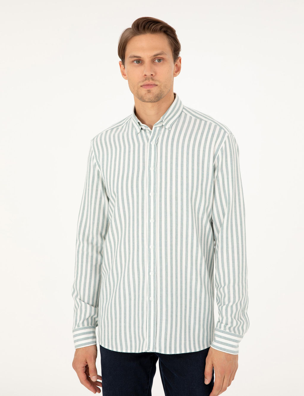 Ye_il Regular Fit _izgili Uzun Kollu G_mlek - Pierre cardin фото 3