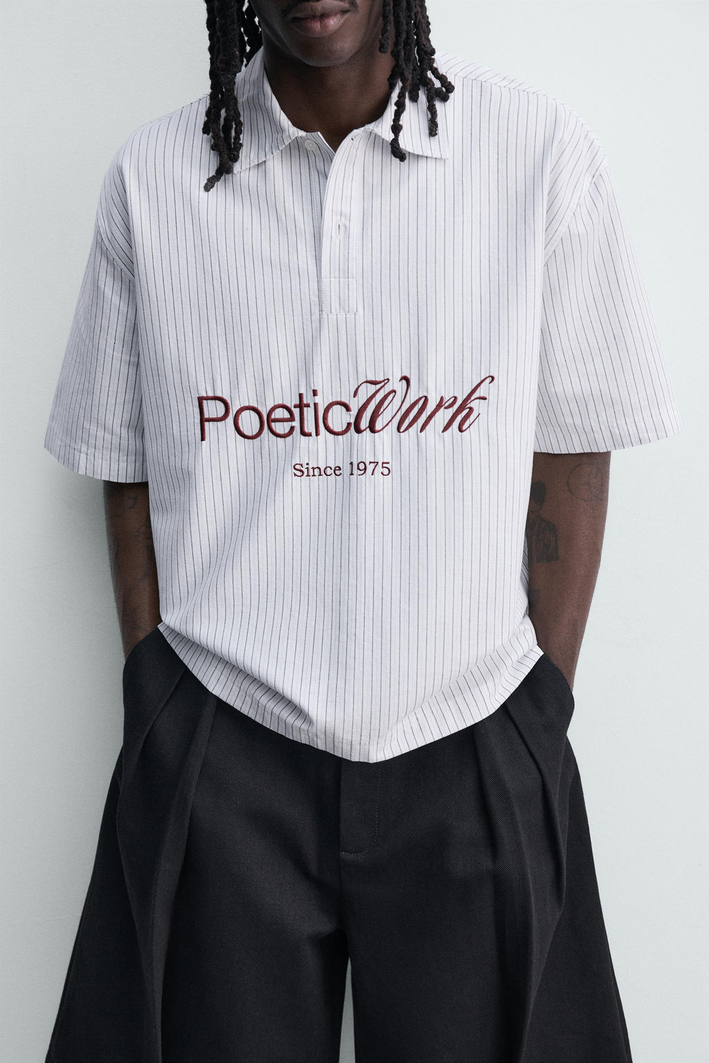 Поло CAMISA POLO BOXY FIT в полоску