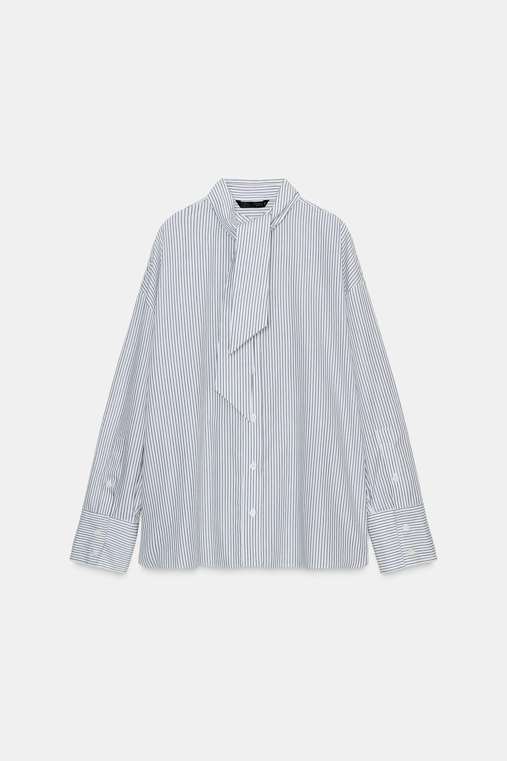 STRIPED POPLIN SHIRT WITH SCARF DETAIL - Zara фото 6