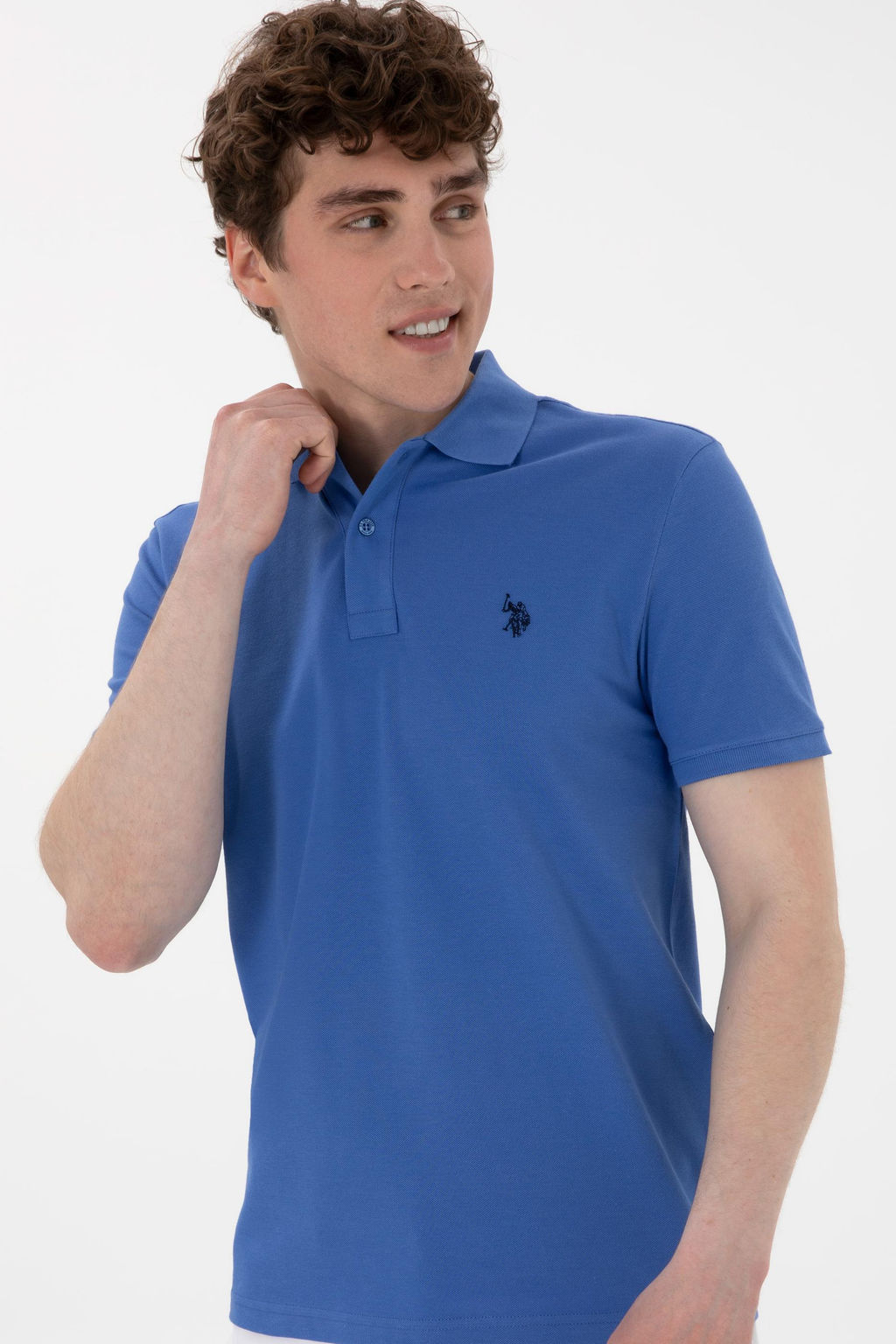 Erkek Slim Fit Polo Yaka _ndigo Basic Ti__rt - U.s. polo assn фото 3