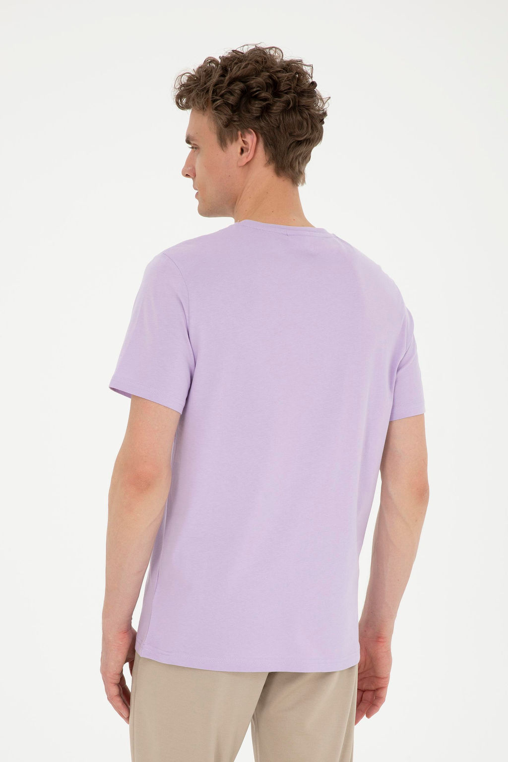 Erkek Regular Fit Bisiklet Yaka Lila Basic Ti__rt