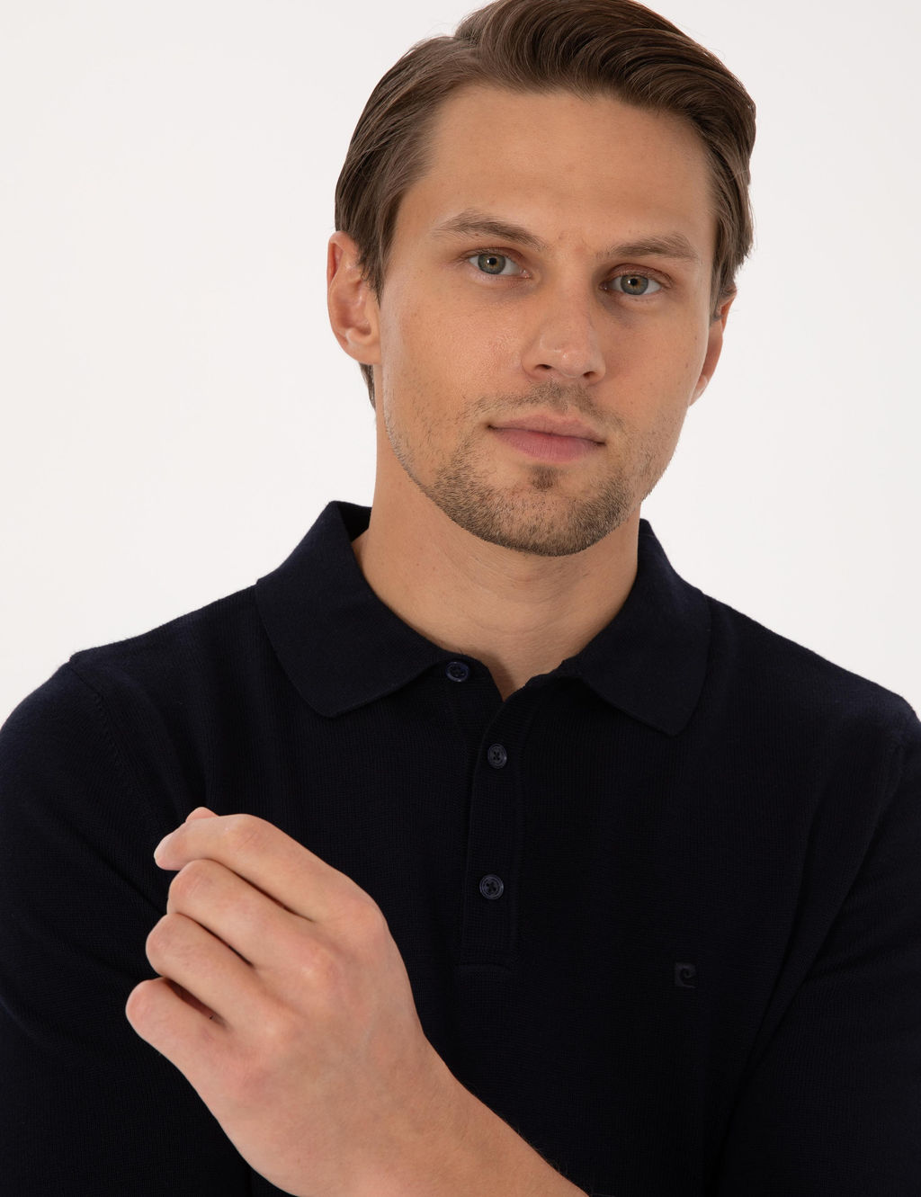 Lacivert Slim Fit Polo Yaka Basic Triko Kazak - Pierre cardin фото 2