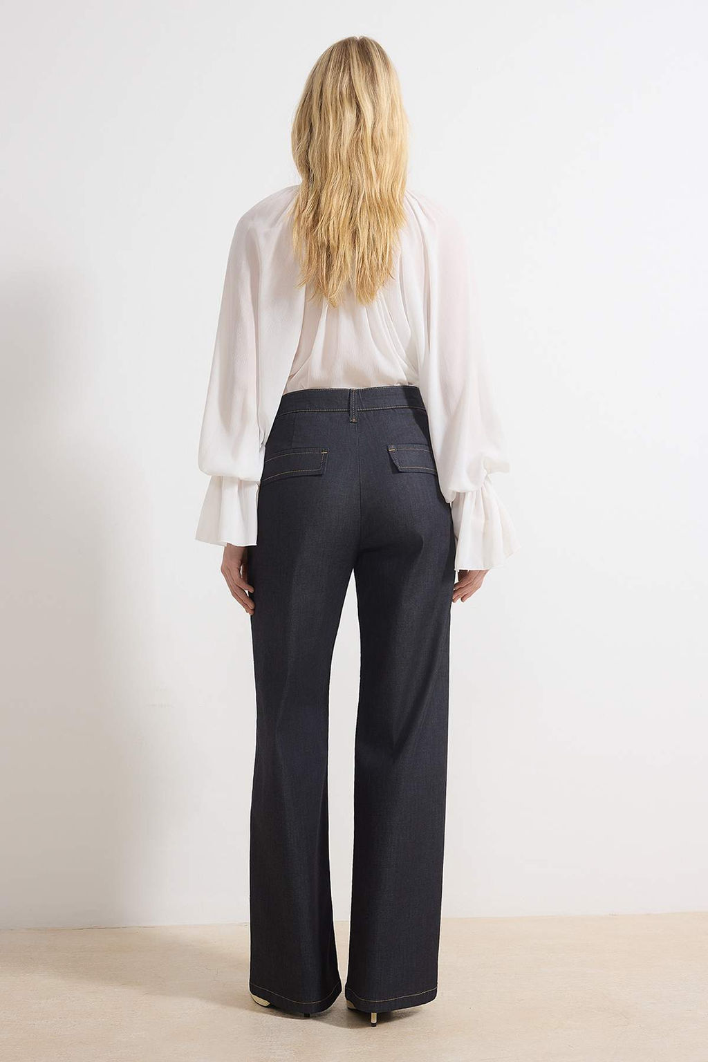 Koyu Mavi Dikis Detayl? Yuksek Bel Ekstra Esnek Wide Leg Jeans TWOSS26JE00053 - Trendyolmilla фото 4