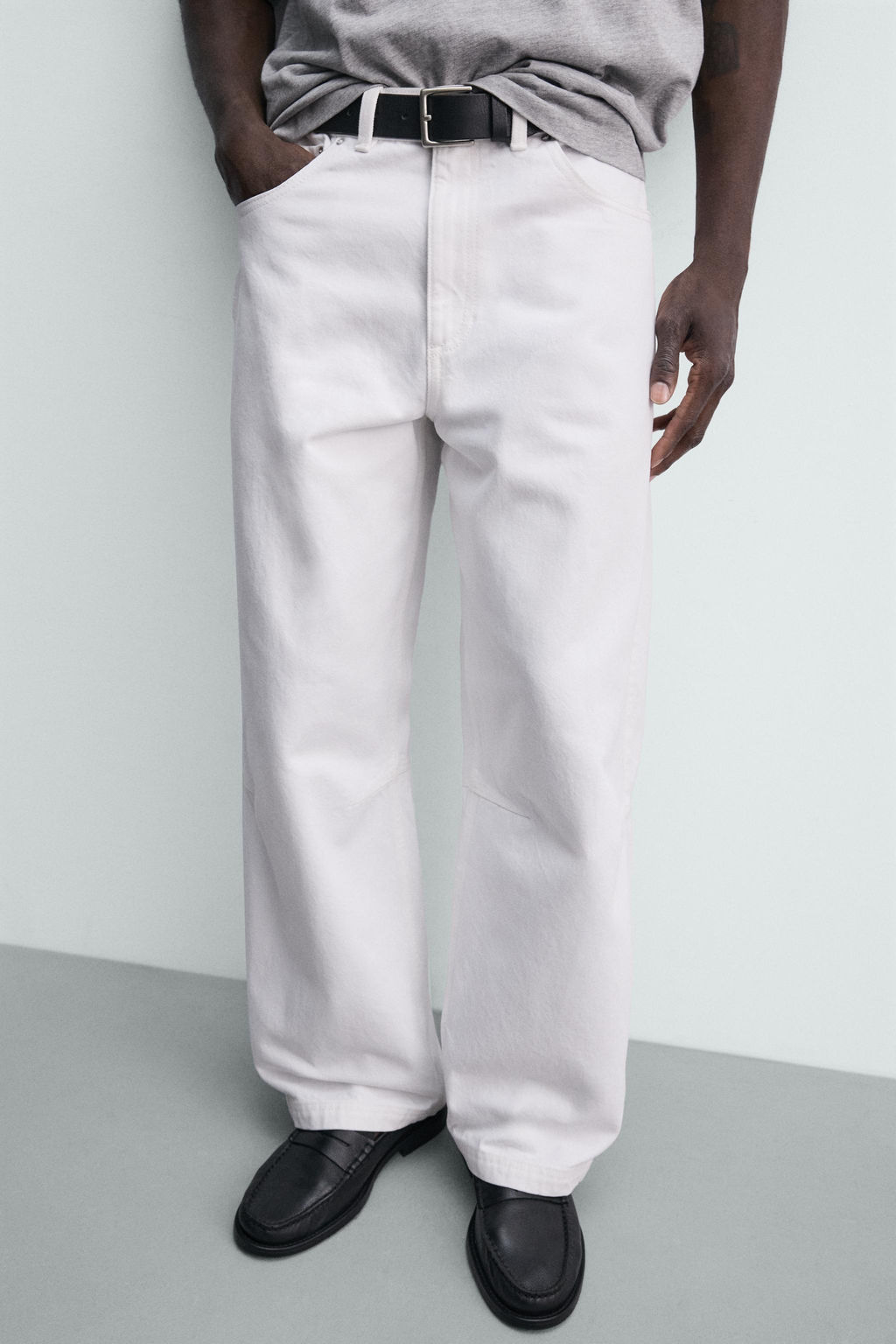 PANTAL?N BARREL FIT / Blanco