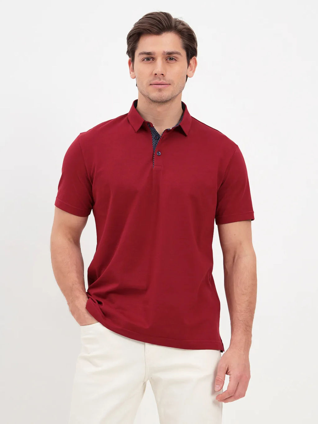 Джемпер мужской с воротником поло короткий рукав GREG G144-KO1246T-SAS5068 (бордо)