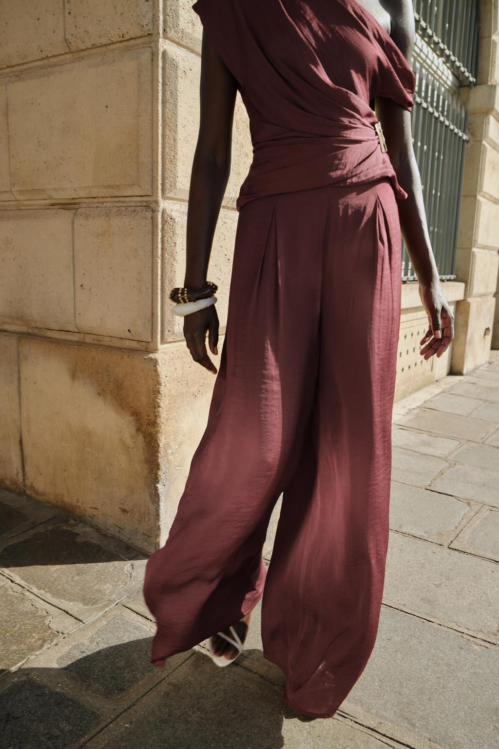 WIDE-LEG DARTED TROUSERS - Zara фото 2