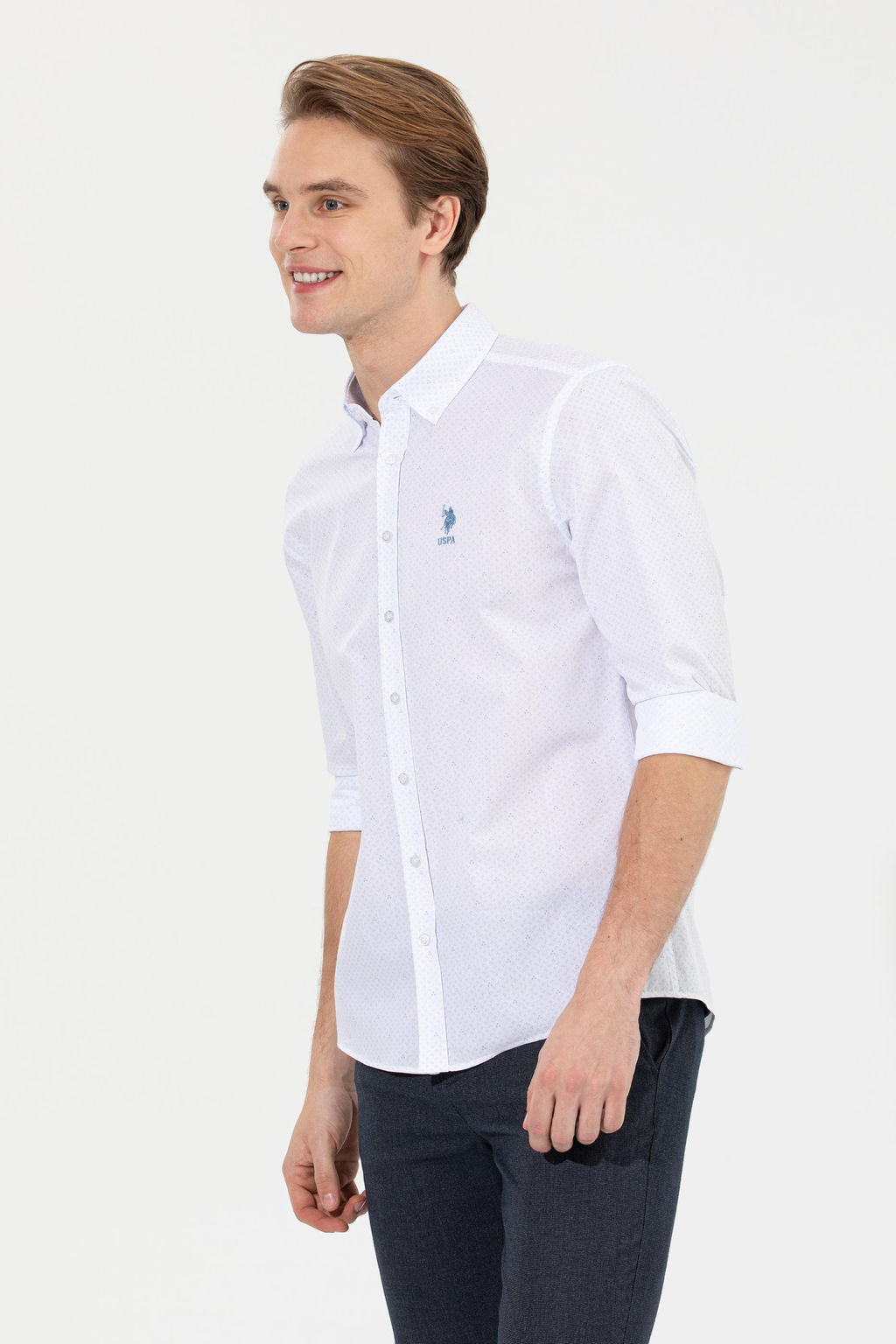 U. S. Polo Assn / Мужская белая рубашка с длинным рукавом - U.s. polo assn фото 4