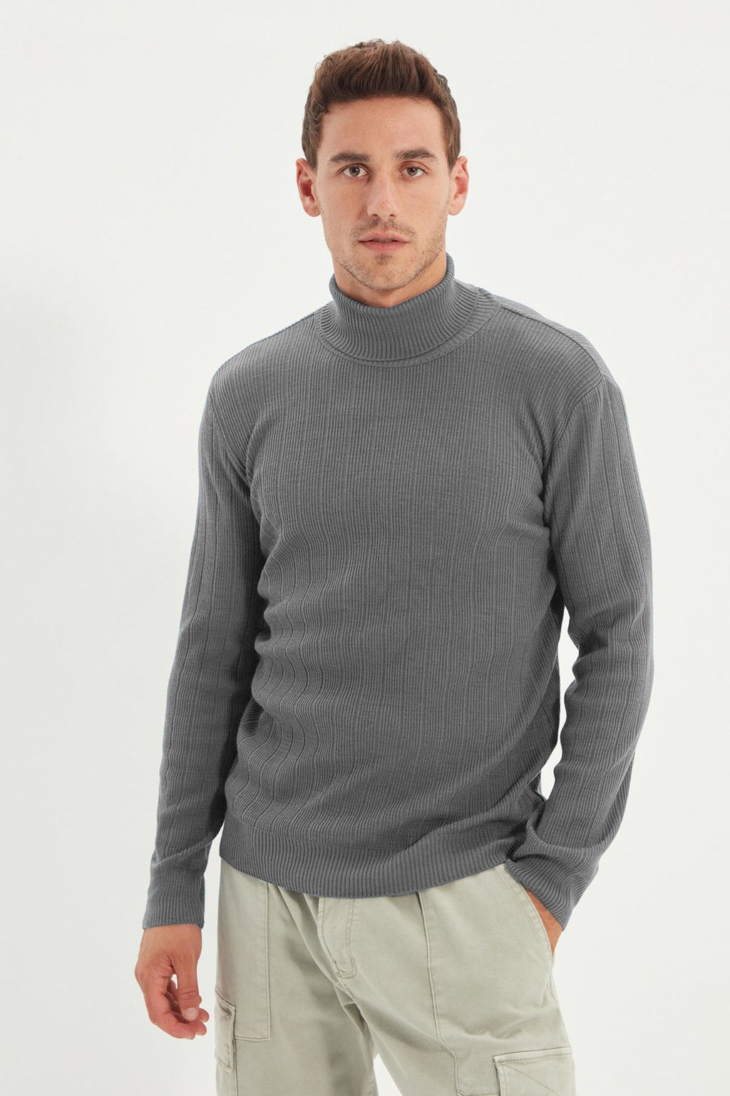 TRENDYOL MAN Bej Regular Fit Bal?kc? Yaka Triko Kazak TMNAW21KZ2502 - Trendyolmilla фото 16
