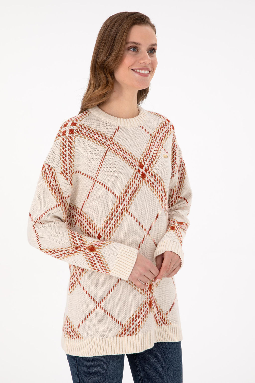 Женский кремовый меланжевый свитер Дополнительная скидка 11% в корзине - U.s. polo assn фото 8