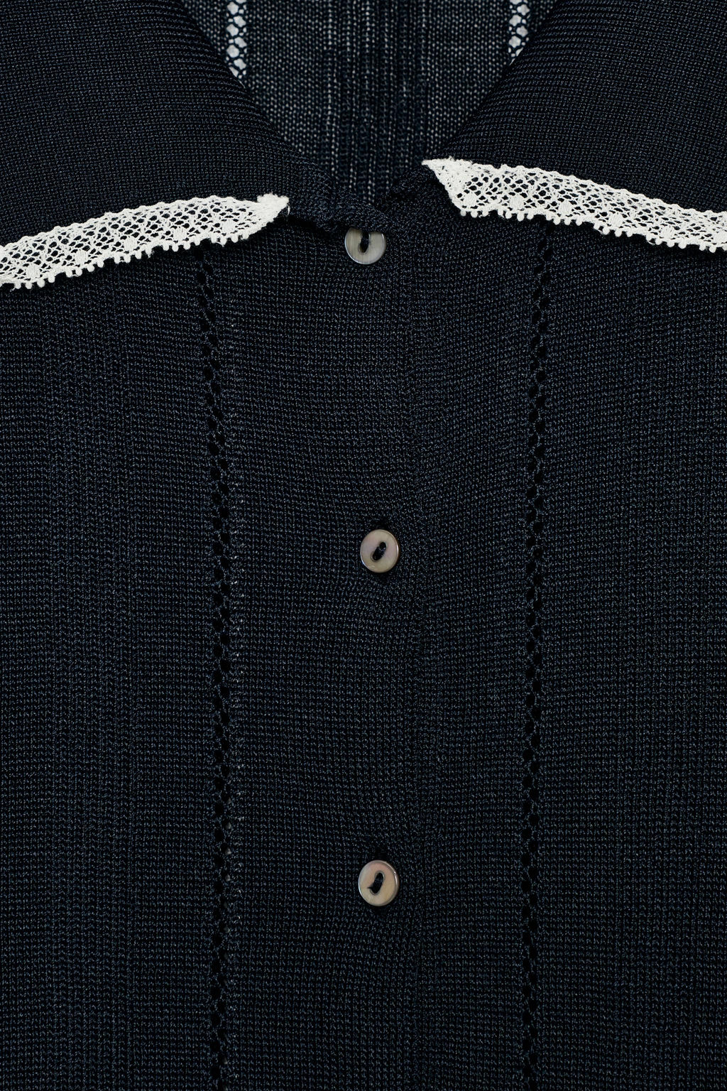 CHAQUETA POLO PUNTO PUNTILLA MANGA CORTA / Marino