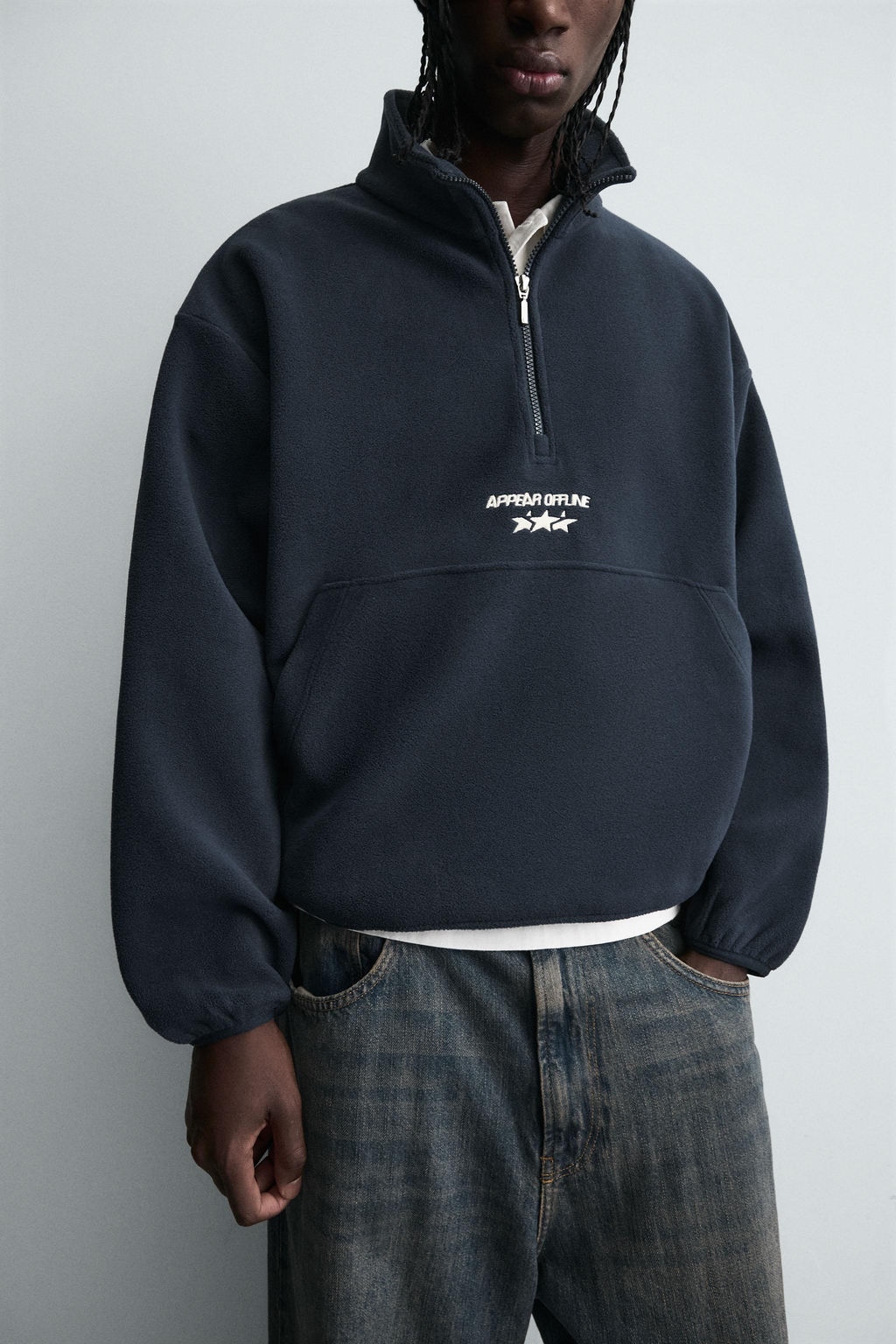 EMBROIDERED FAUX SHEARLING POUCH POCKET JACKET - Zara фото 4