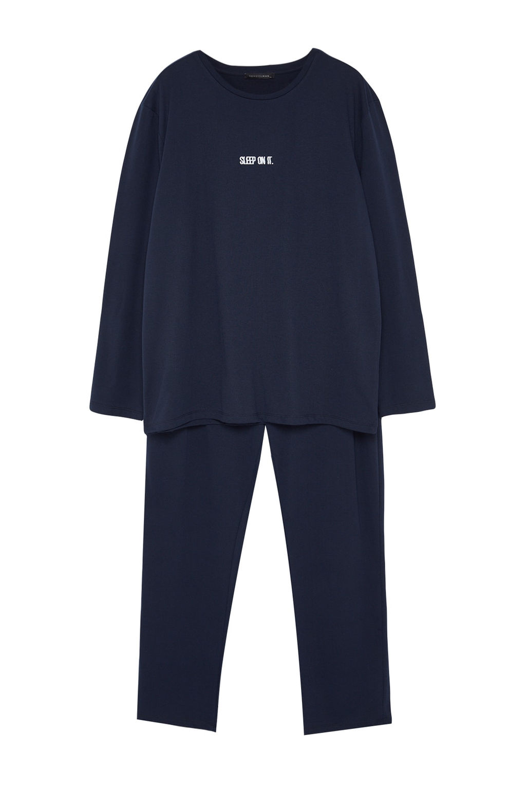 TRENDYOL MAN Lacivert Regular Fit Bask?l? Orme Buyuk Beden Pijama Tak?m? TMNAW24AI00000 - Trendyolmilla фото 7