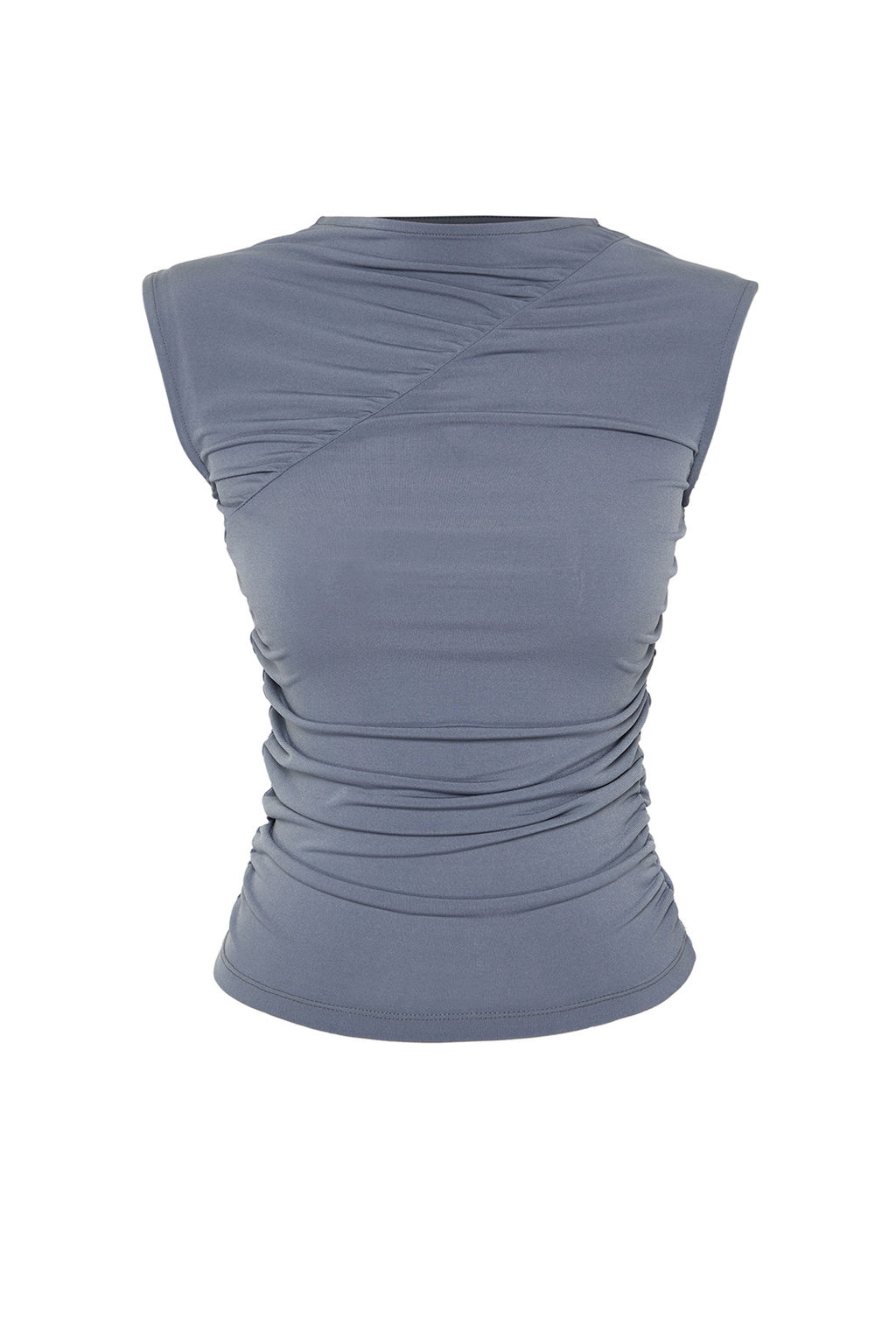 Gri Fitted/Vucuda Oturan Buzgulu Esnek Orme Bluz TWOSS24BZ00493