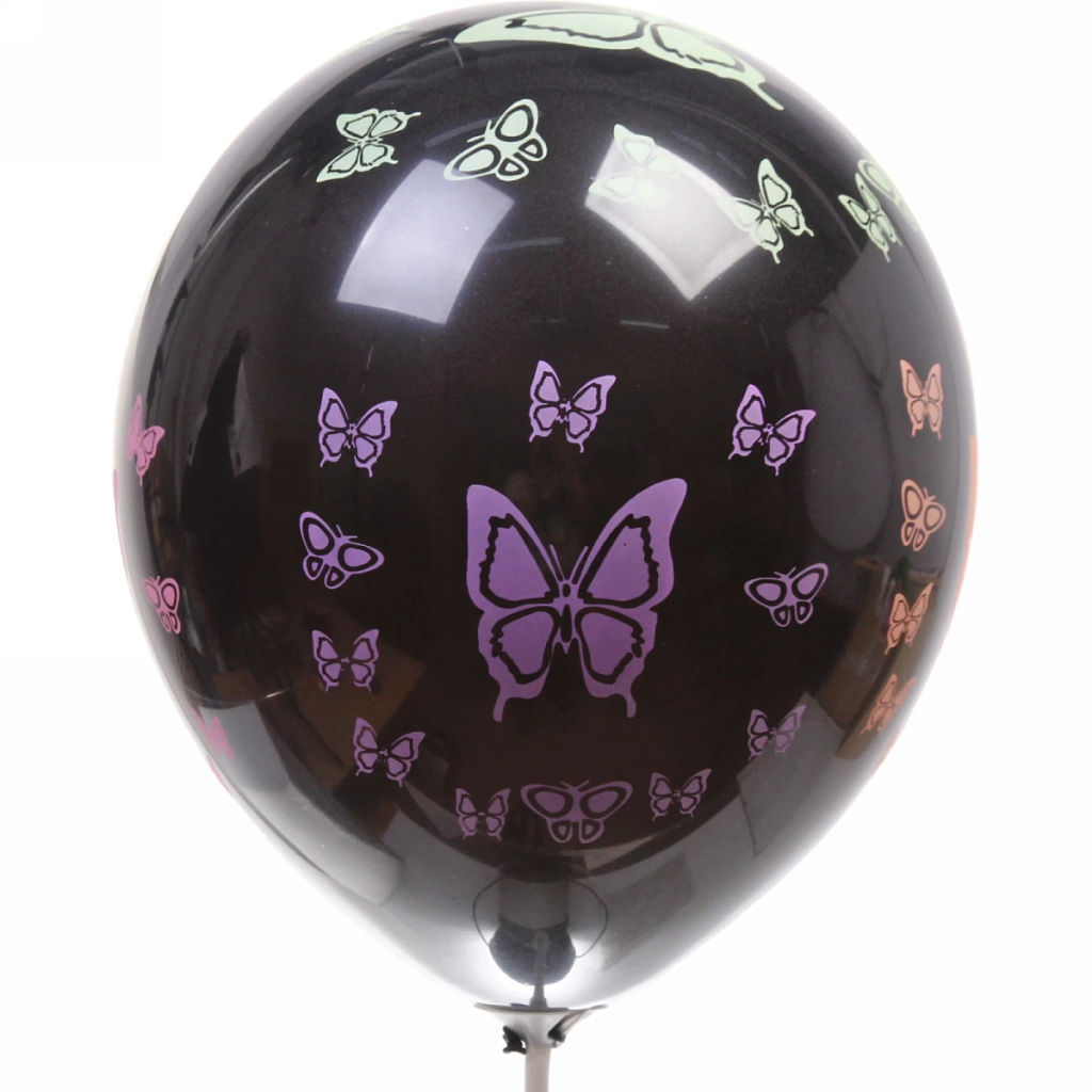 Цена за 4 шт. Воздушные шары 5 шт, 12"/25см "Бабочки" , микс