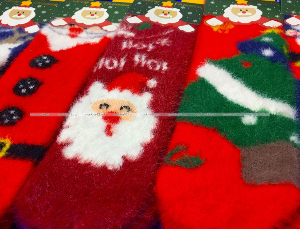 Цена за 5 пар. 5 ПАР - AMIGOBS носки женские НОРКА "НОВОГОДНИЕ ПУШИСТИКИ"