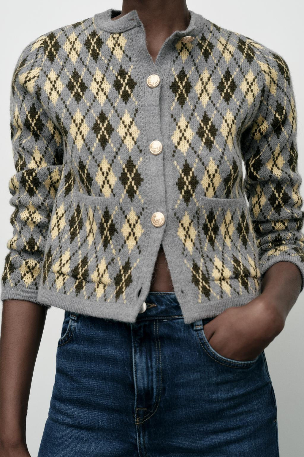 ARGYLE KNIT CARDIGAN - Zara фото 3