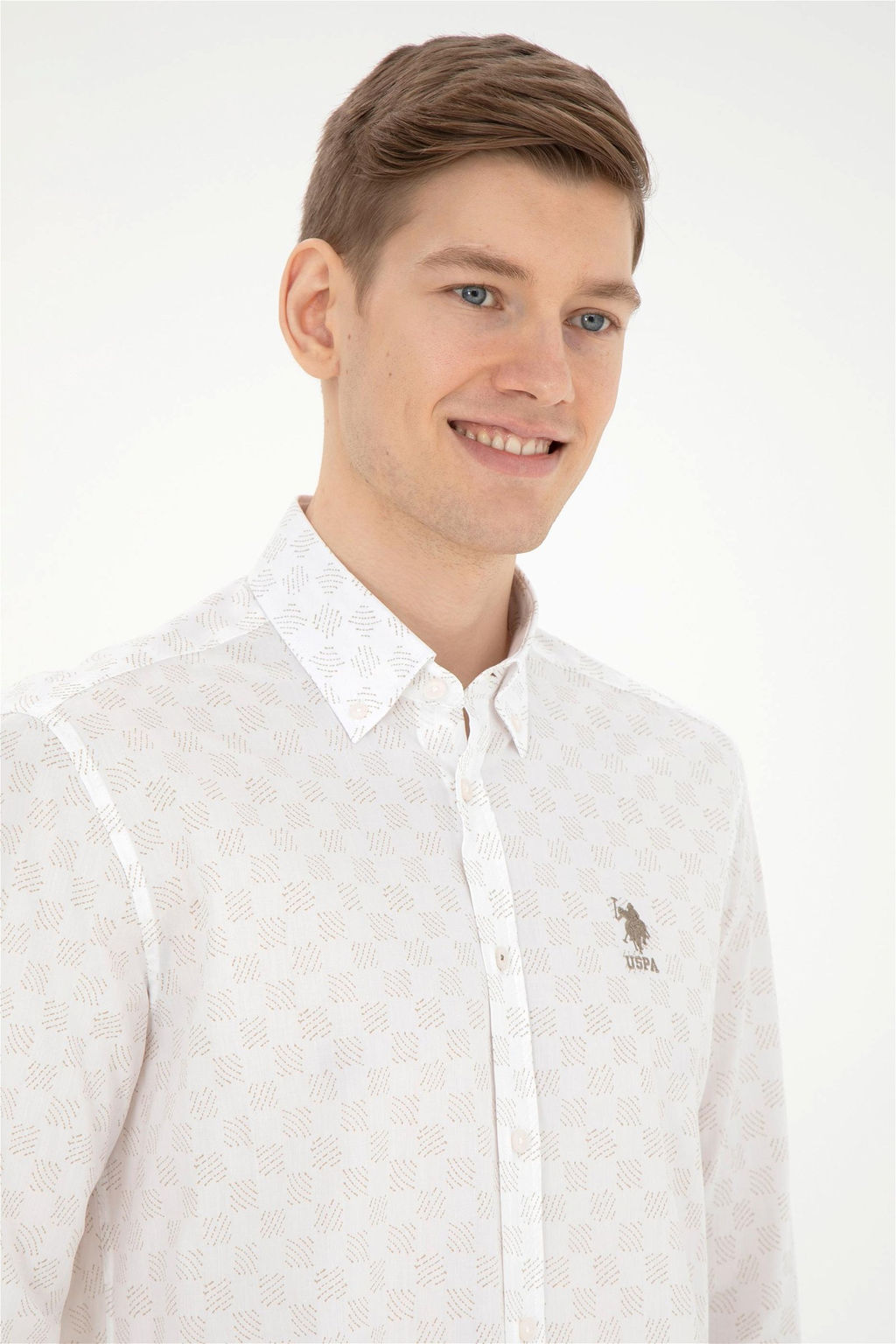 Мужская рубашка светло-хаки с длинным рукавом - U.s. polo assn фото 2