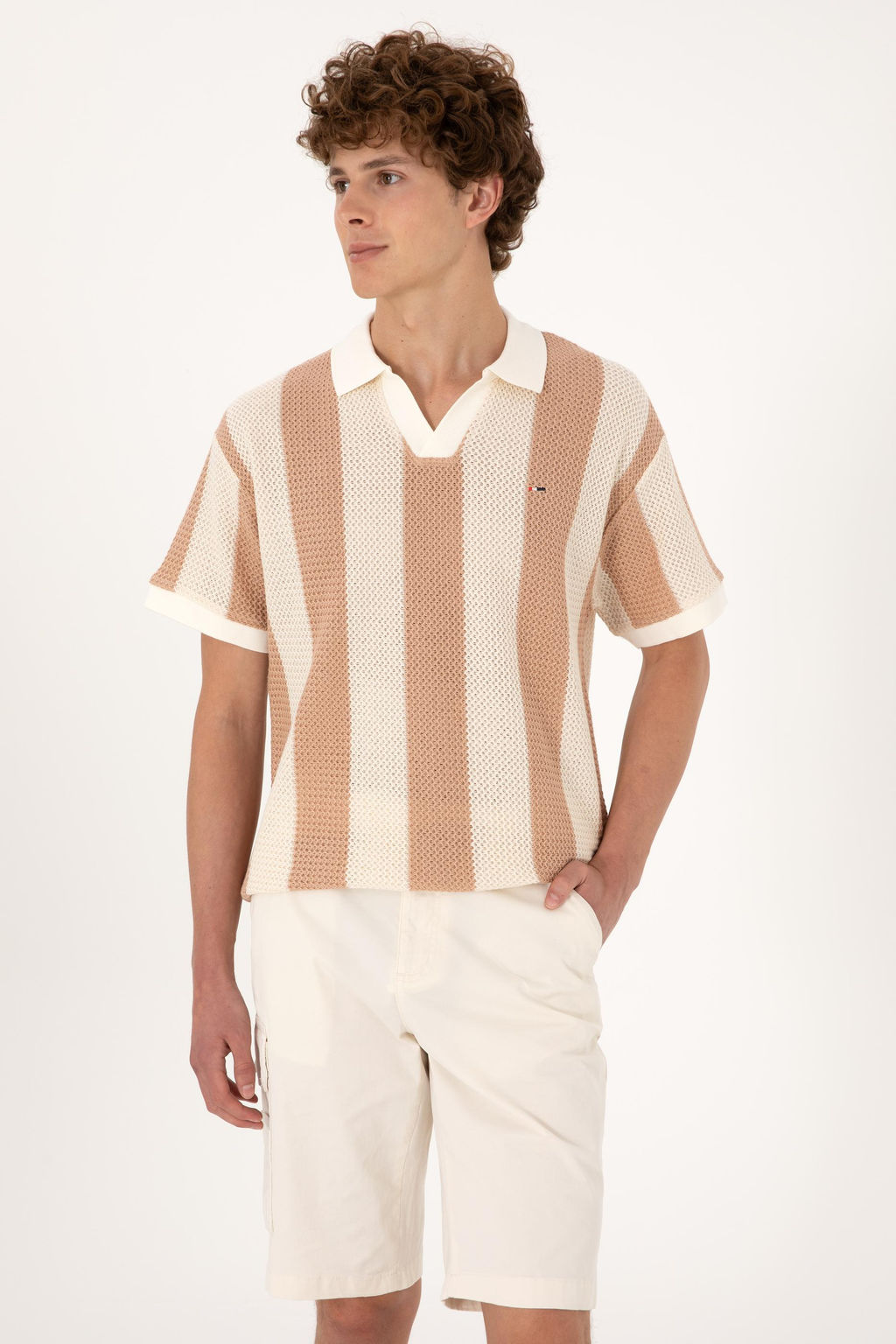 Erkek Comfort Fit Ka__k Yaka Camel _rg_l_ Ti__rt Sepette S_rpriz _ndirim - U.s. polo assn фото 3