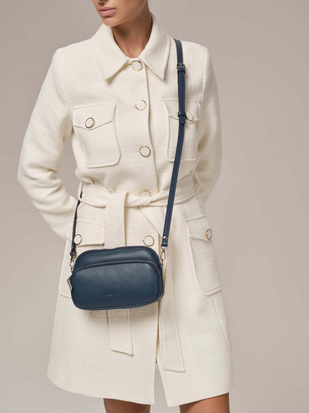 Сумка кожаная Deboro 30851 синяя волна