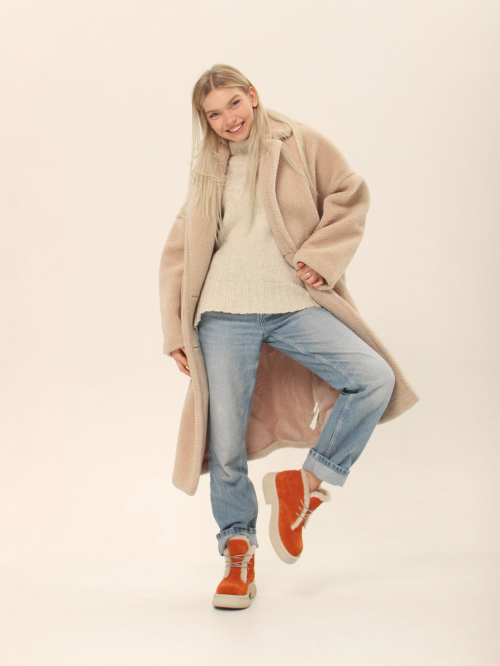 Ботинки 308.агатаw.Мандарин замша з/шерсть