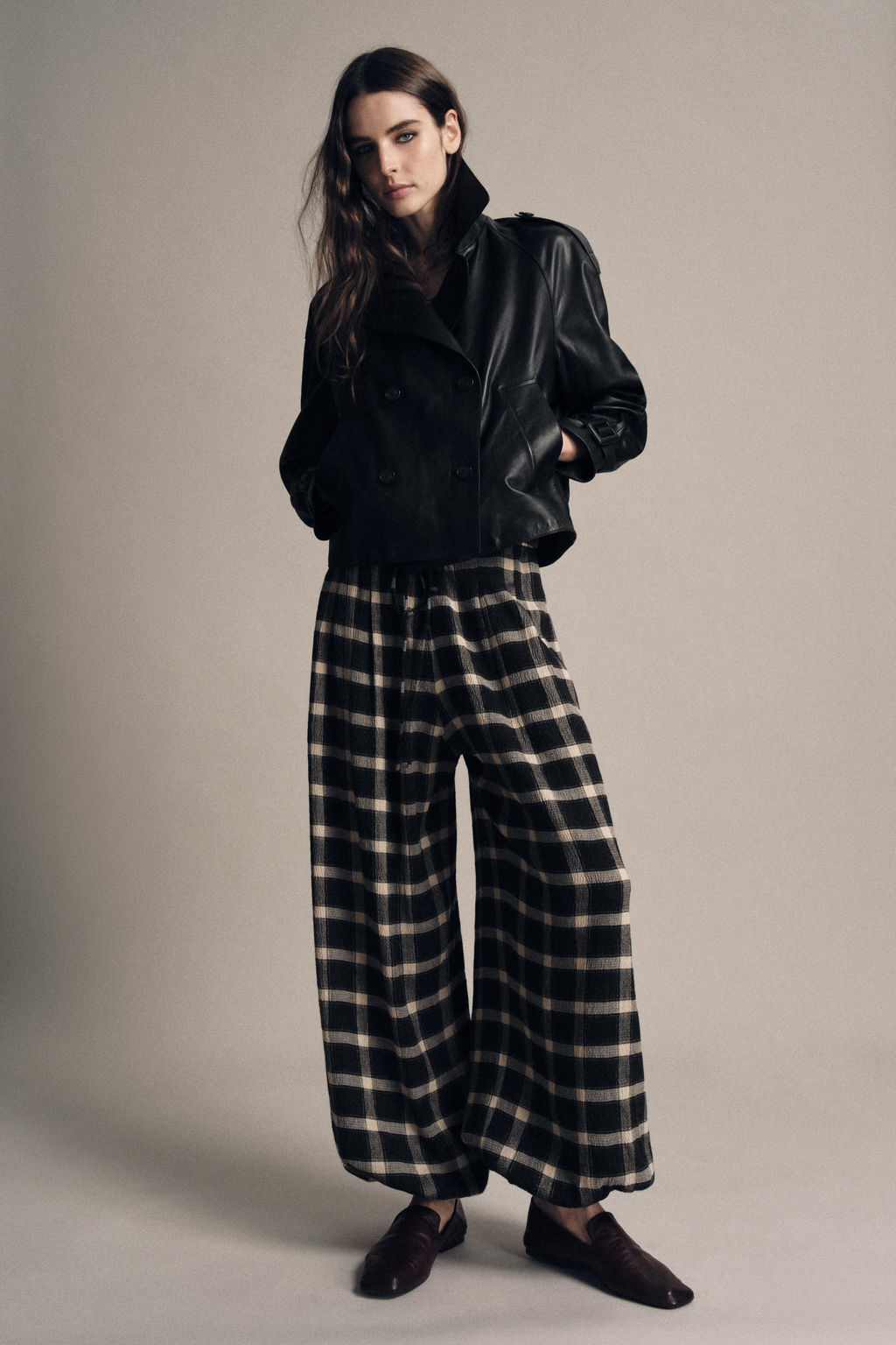 ZW COLLECTION CHECK BALLOON TROUSERS