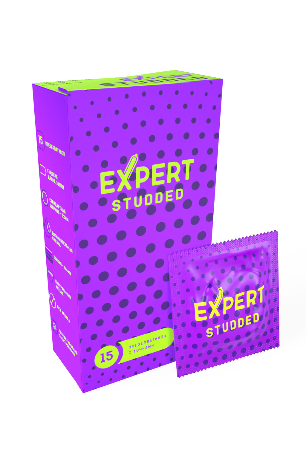 Презервативы EXPERT Studded, облегающие, точечные, 15 шт