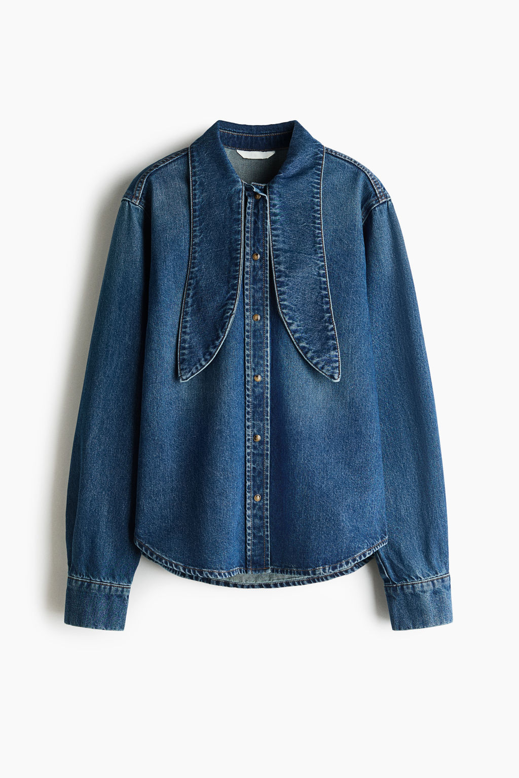Camisa denim con cuello lazo - H&m фото 3