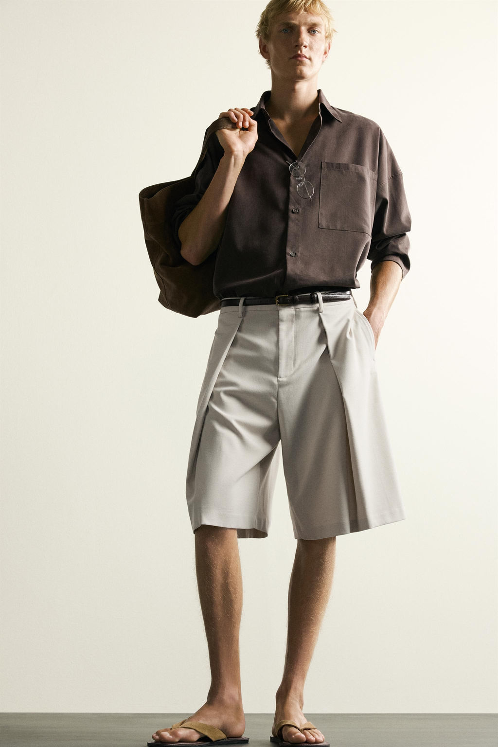 BERMUDA WIDE FIT PLIEGUES / Beige claro - Zara фото 5