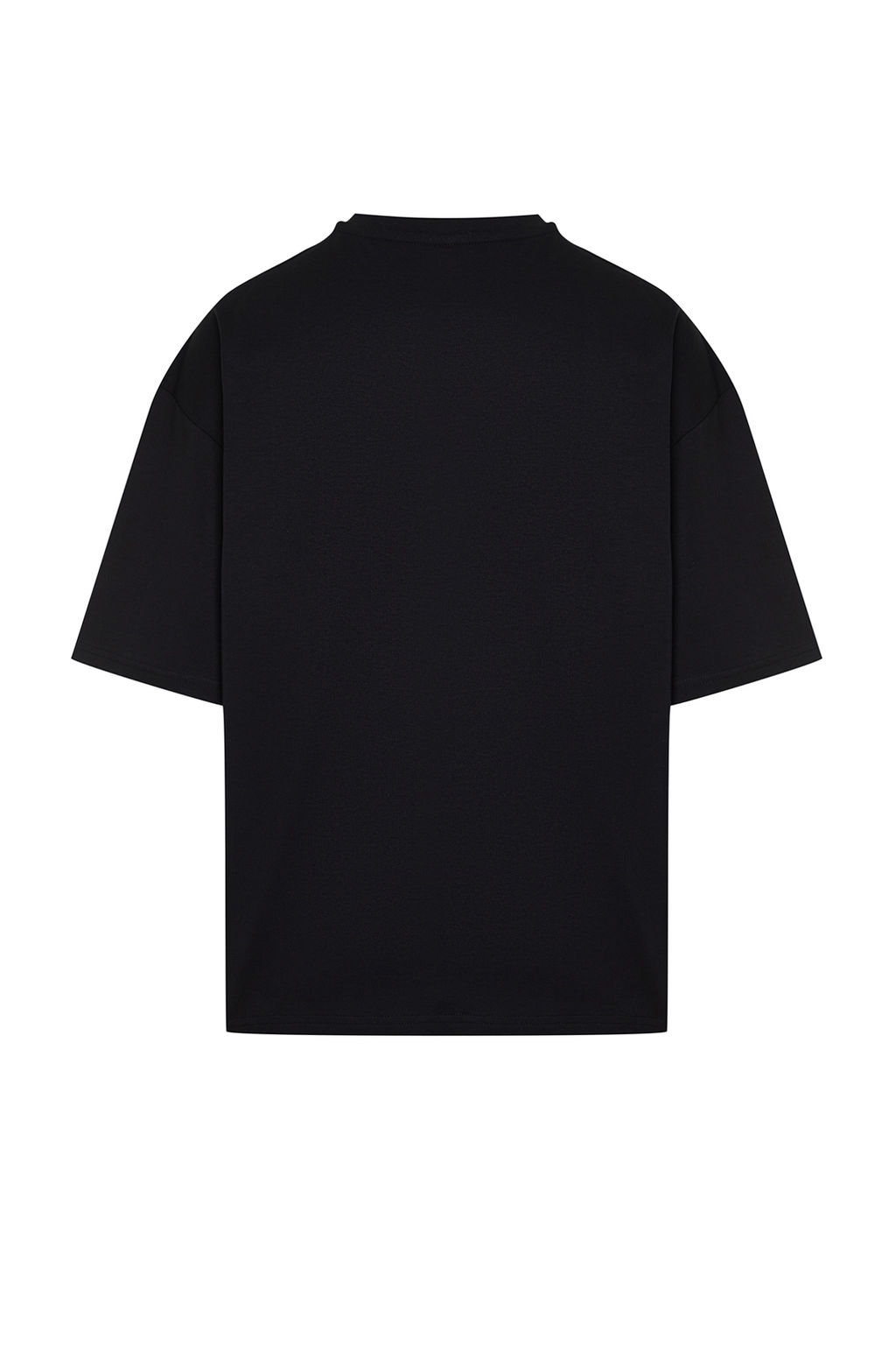 Siyah Oversize/Genis Kesim %100 Pamuklu Kadife Doku Bask?l? T-Shirt TMNSS22TS0318