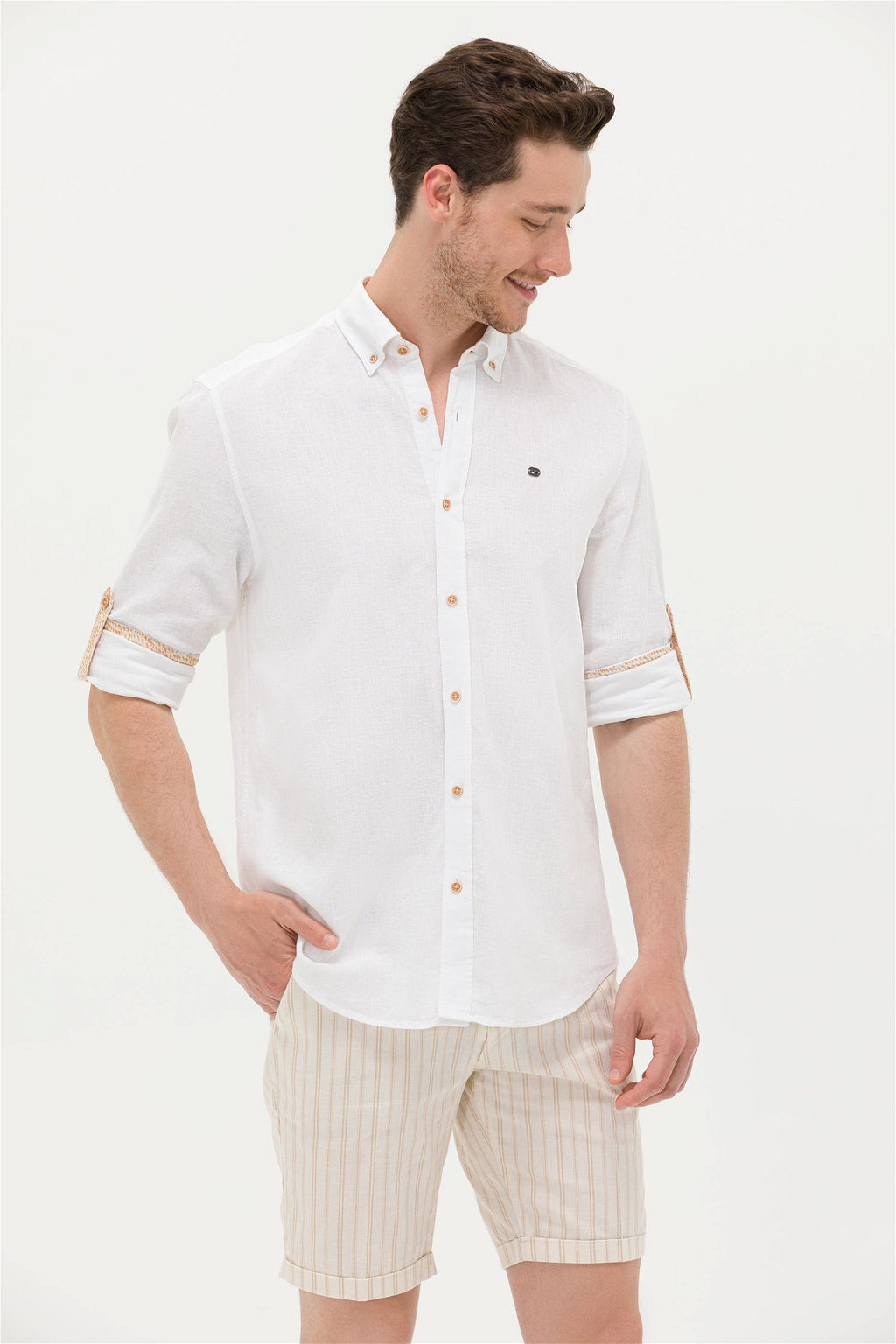 U. S. Polo Assn Мужская рубашка светло-коричневого цвета с длинным рукавом Неожиданная скидка в корзине - U.s. polo assn фото 3