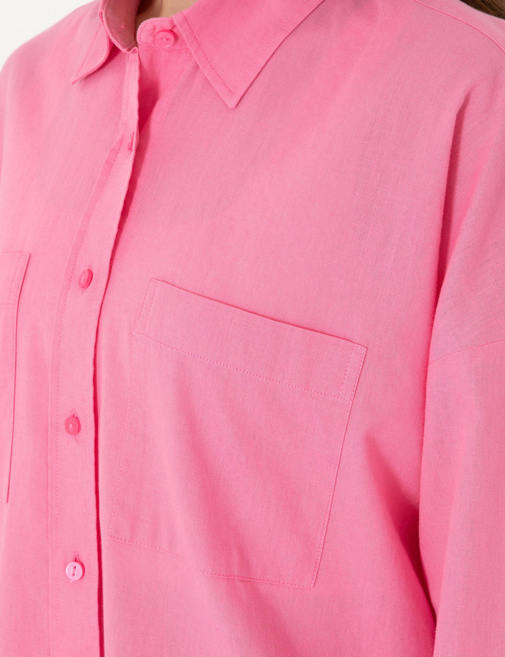 A__k Pembe Oversize Keten Kar___ml_ Uzun Kollu G_mlek - Pierre cardin фото 7