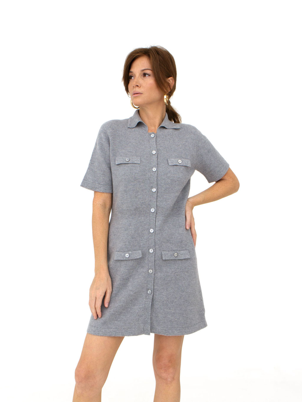 Платье из кашемира 4265 серо-голубое