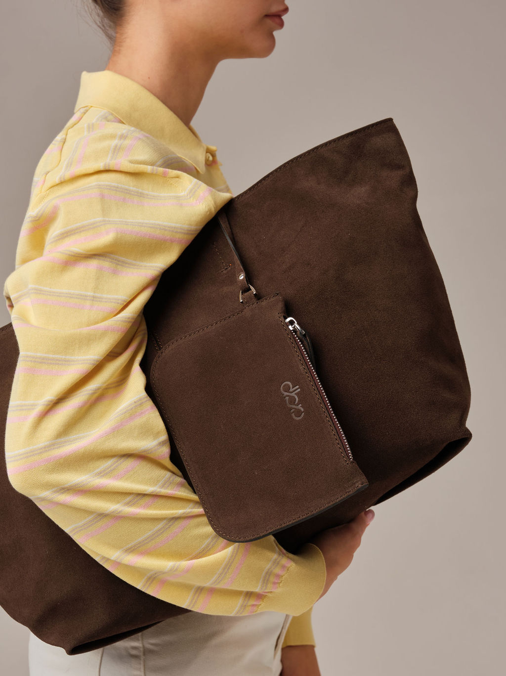 Замшевая сумка шоппер Texas DBR 31390 кофе фото 4