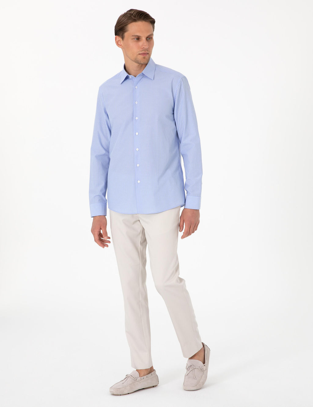 A__k Mavi Slim Fit _izgili Uzun Kollu G_mlek - Pierre cardin фото 4