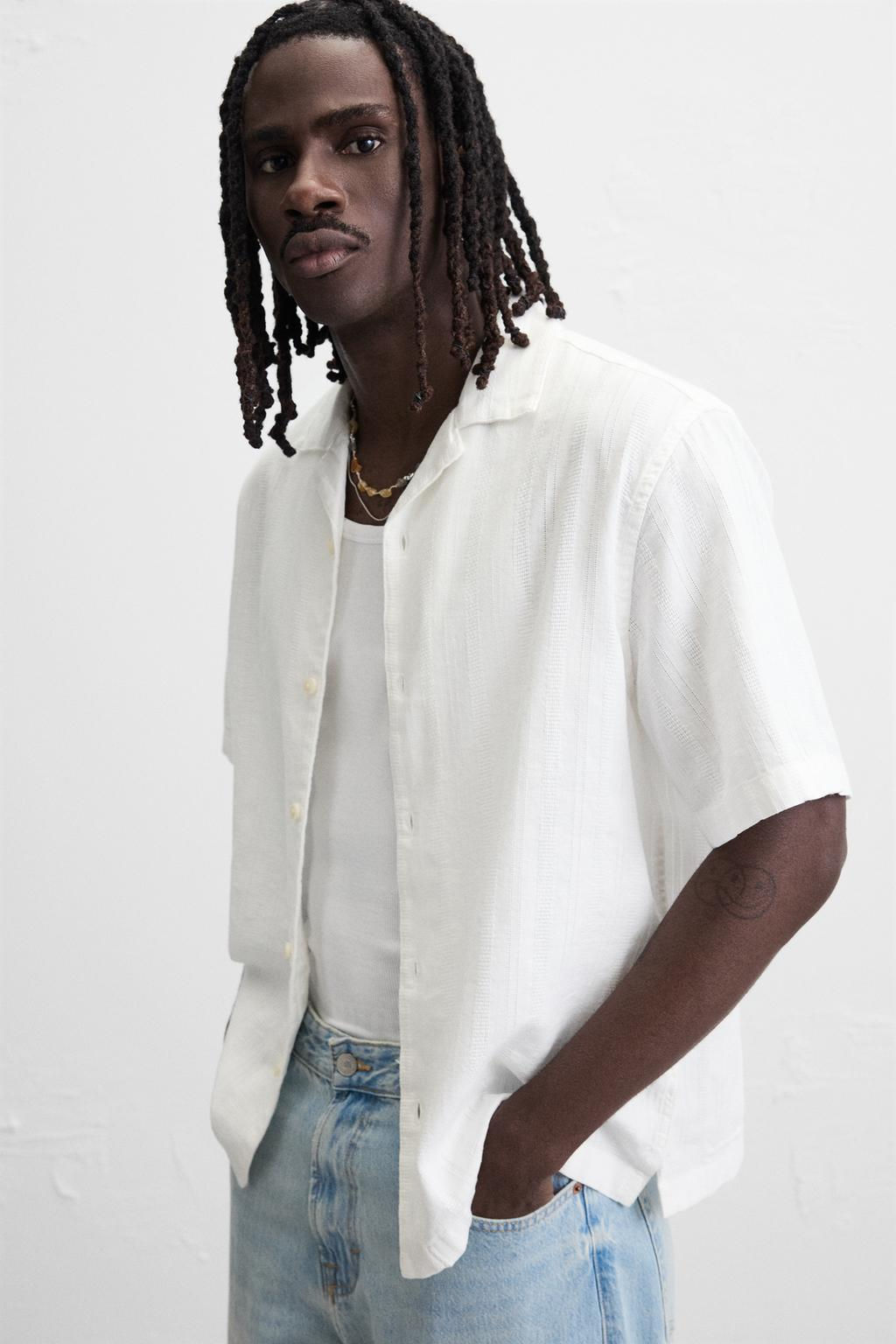 TEXTURED DENIM SHIRT - Zara фото 21