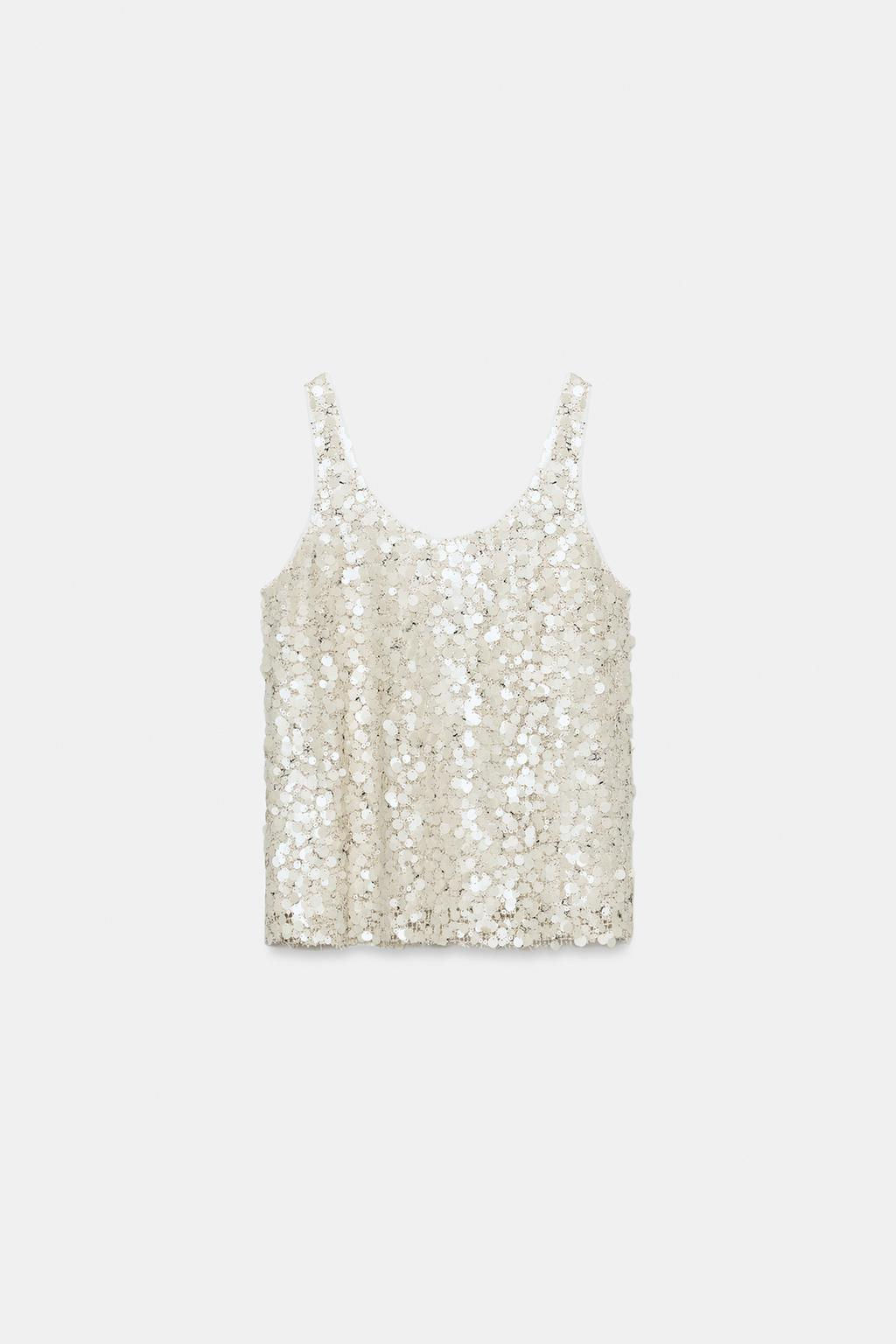TOP TIRANTES LENTEJUELAS / Beige claro - Zara фото 12