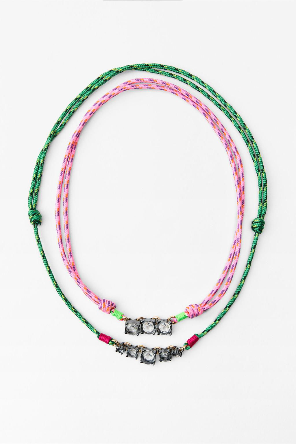 PACK OF CORD NECKLACES WITH RHINESTONES - Zara фото 4