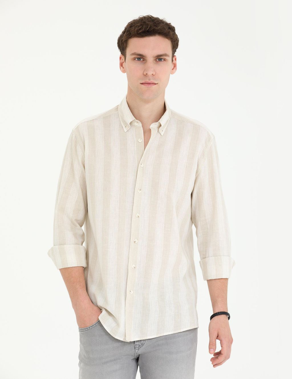 Bej Regular Fit Uzun Kollu G_mlek