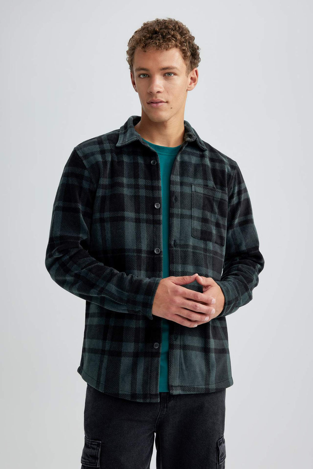 Regular Fit Kareli Polar Uzun Kollu Gomlek - Defacto фото 5