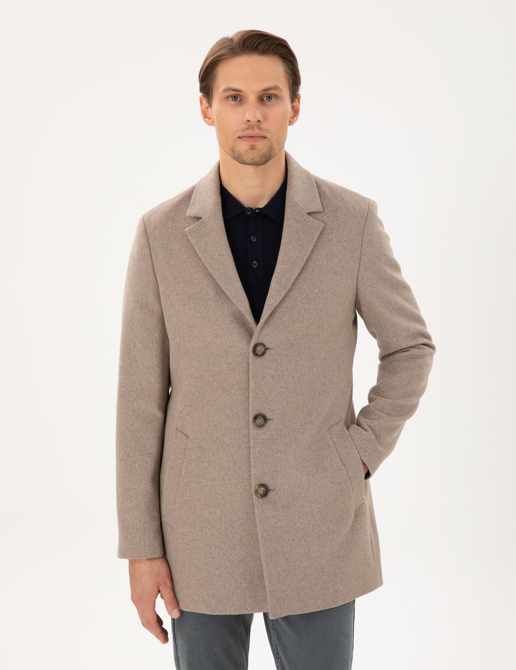 Bej Ex. Slim Fit Ka_e Kaban - Pierre cardin фото 3